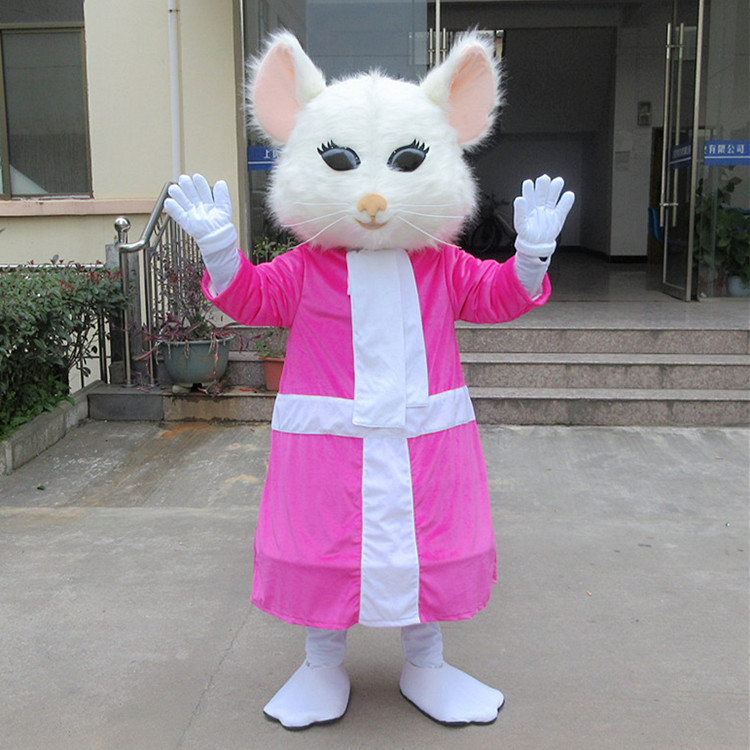 毛绒卡通人偶服动漫可爱鼠爱丽丝小白鼠机灵长毛老鼠头套道具服装
