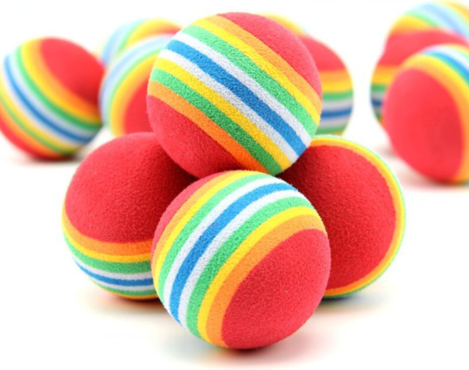 猫咪玩具彩虹球微弹力球逗猫静音球eva小球宠物自嗨玩具宠物用品