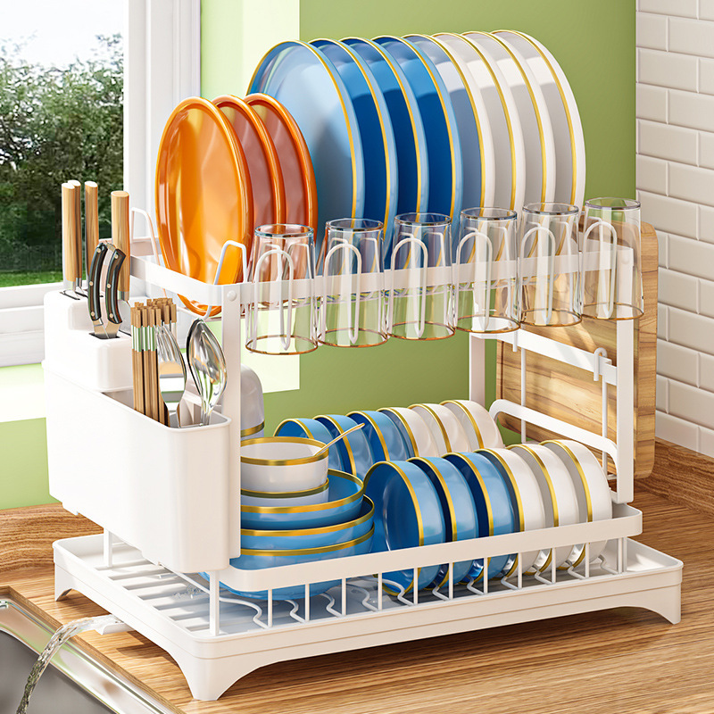 Kitchen Bowl and Dish Storage Rack Sink Bowl and Chopsticks Bowl and Dish Storage Rack Household Table Multi-Functional Draining Rack Water Filter Bowl Rack