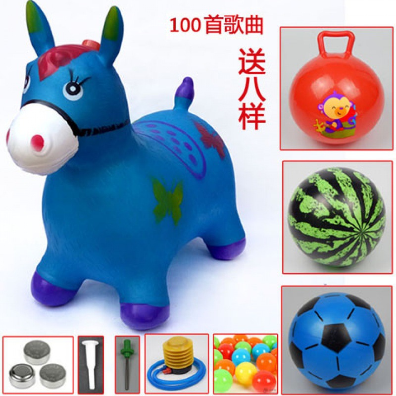 Jumping Horse Wholesale Children's Toy Inflatable plus-Sized Thickened No Baby Mount Pony Riding Music Jumping Deer