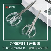 现货批发透明手柄文具剪刀 不锈钢办公手工剪美工学生剪纸刀