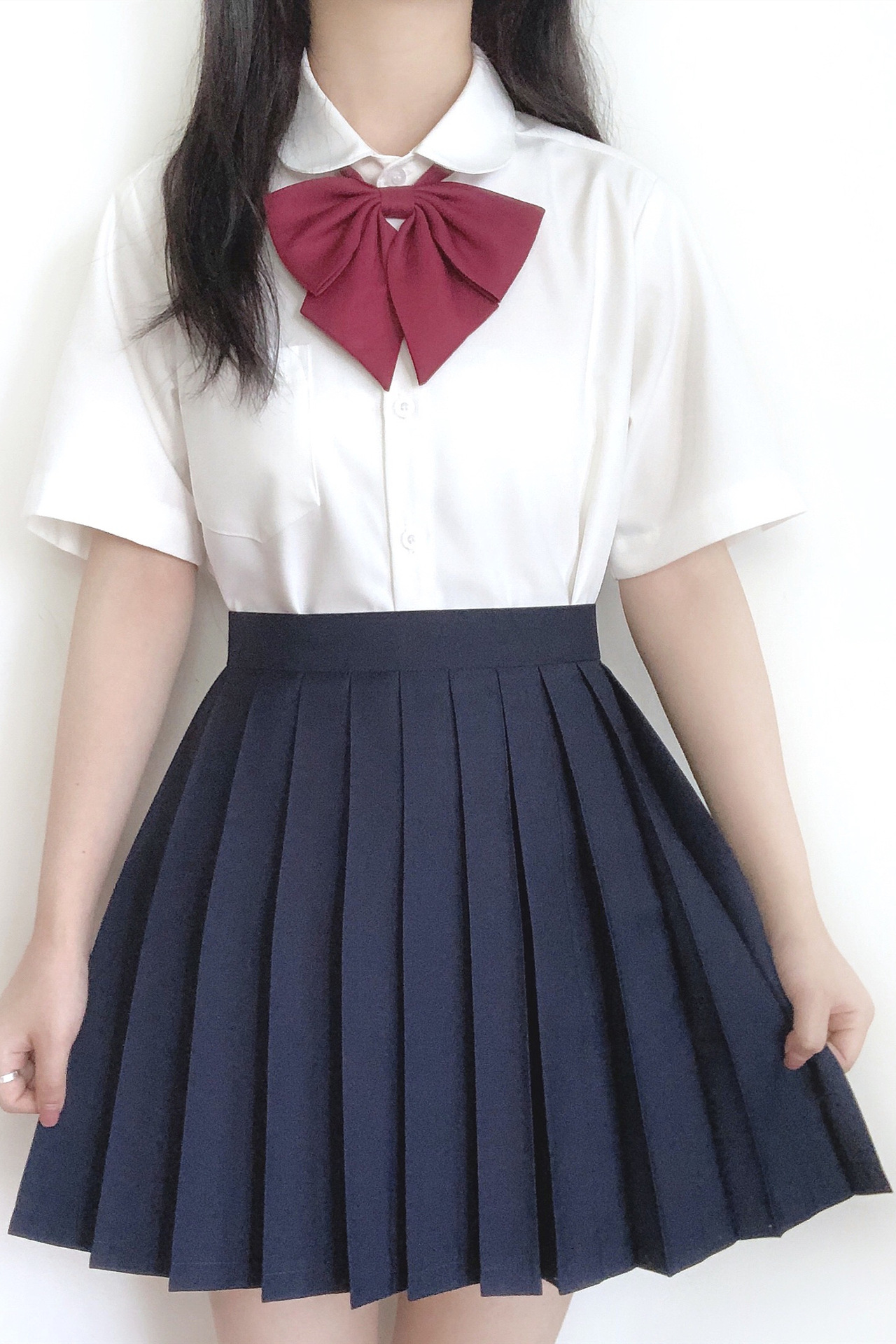 日式系学院风jk制服中学生丸襟圆领短袖幼稚园jk制服衬衫衬衣不透