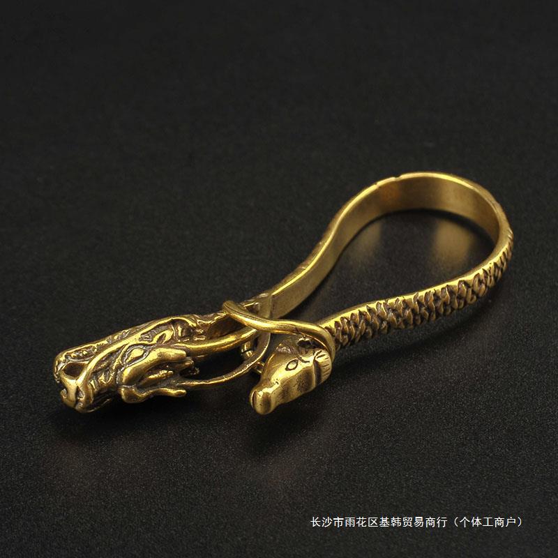 黄铜钥匙扣创意纯铜手工汽车挂件饰品龙马精神凤礼纪念工艺品复古