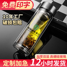 300ml水杯厂家印字广告杯子批发礼品茶杯男耐高温加厚双层玻璃杯