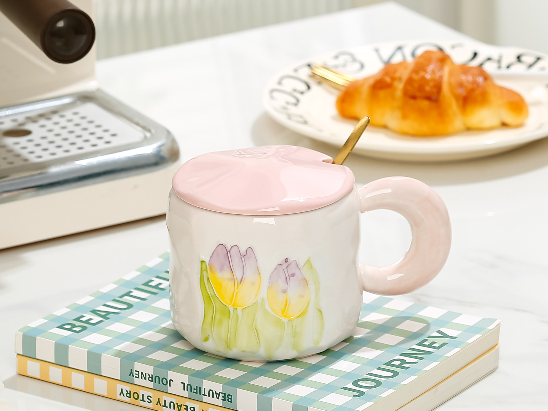 INS Style Tulip Water Cup Girls Birthday Gifts Good-looking Ceramic Cup Household Mug