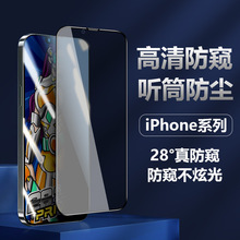 适用iphone14钢化膜防偷窥28度高清等离子高铝苹果15手机膜批发