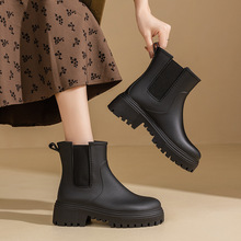 跨境女式松紧口雨鞋中筒雨靴耐磨增高防水防滑下雨室外可穿中筒靴