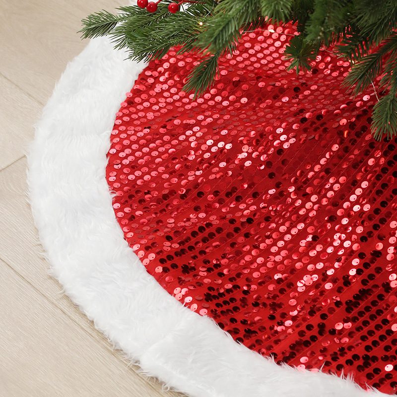 Cross-Border Spot Christmas Decorations Double-Layer Sequined Plush Christmas Tree Tree Skirt Christmas Tree Accessories Skirt