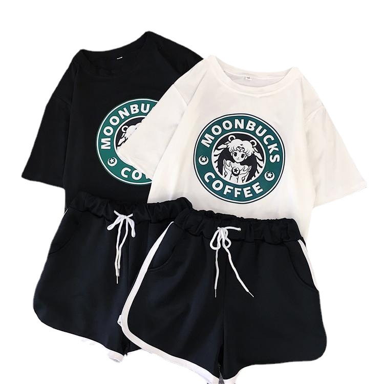 Women's Sports Suit Summer 2023 New Fashion Korean Style Short-Sleeved T-shirt Student Running Short Pants Casual Two-Piece Suit