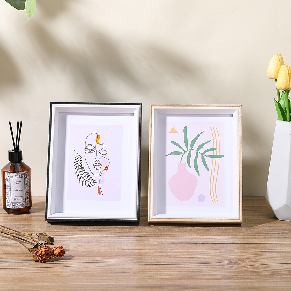 简约木质相框摆台批发5寸6寸7寸8寸10寸a4立体双色创意画框摆件