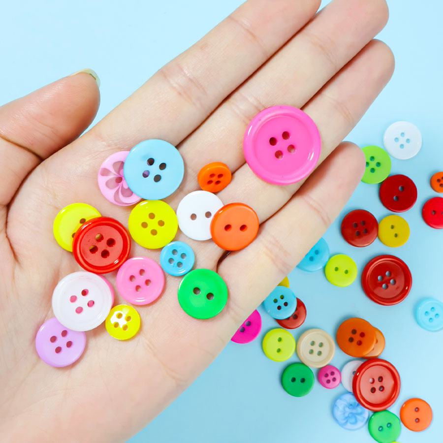 Children's Handmade Diy Button Kindergarten Diy Production Button Art Button Flower Material Package Color Mixed Button