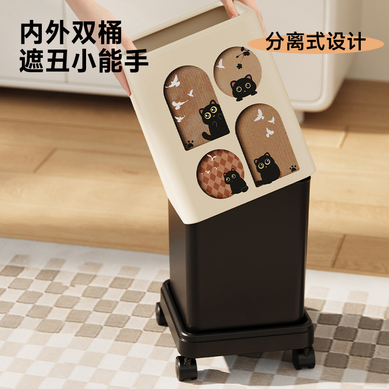 retro trash can household large large capacity bedroom living room with wheels wastebasket good-looking creative  trash can