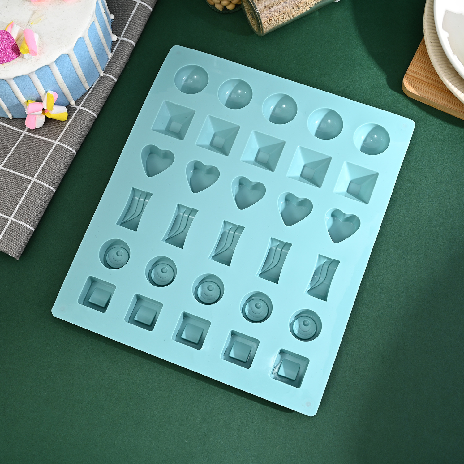 Diy Edible Silicon Chocolate Silicone Mold 30 Grid Square Love Household Handmade Cake Mold Ice Tray