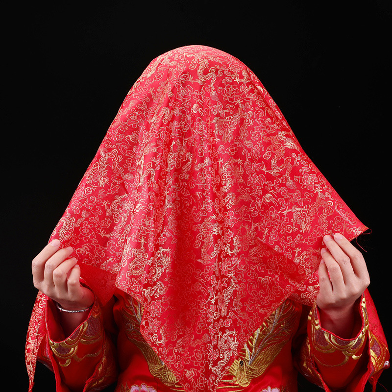 结婚新娘红盖头中式婚礼头纱秀禾服复古喜帕头巾婚庆百货用品大全
