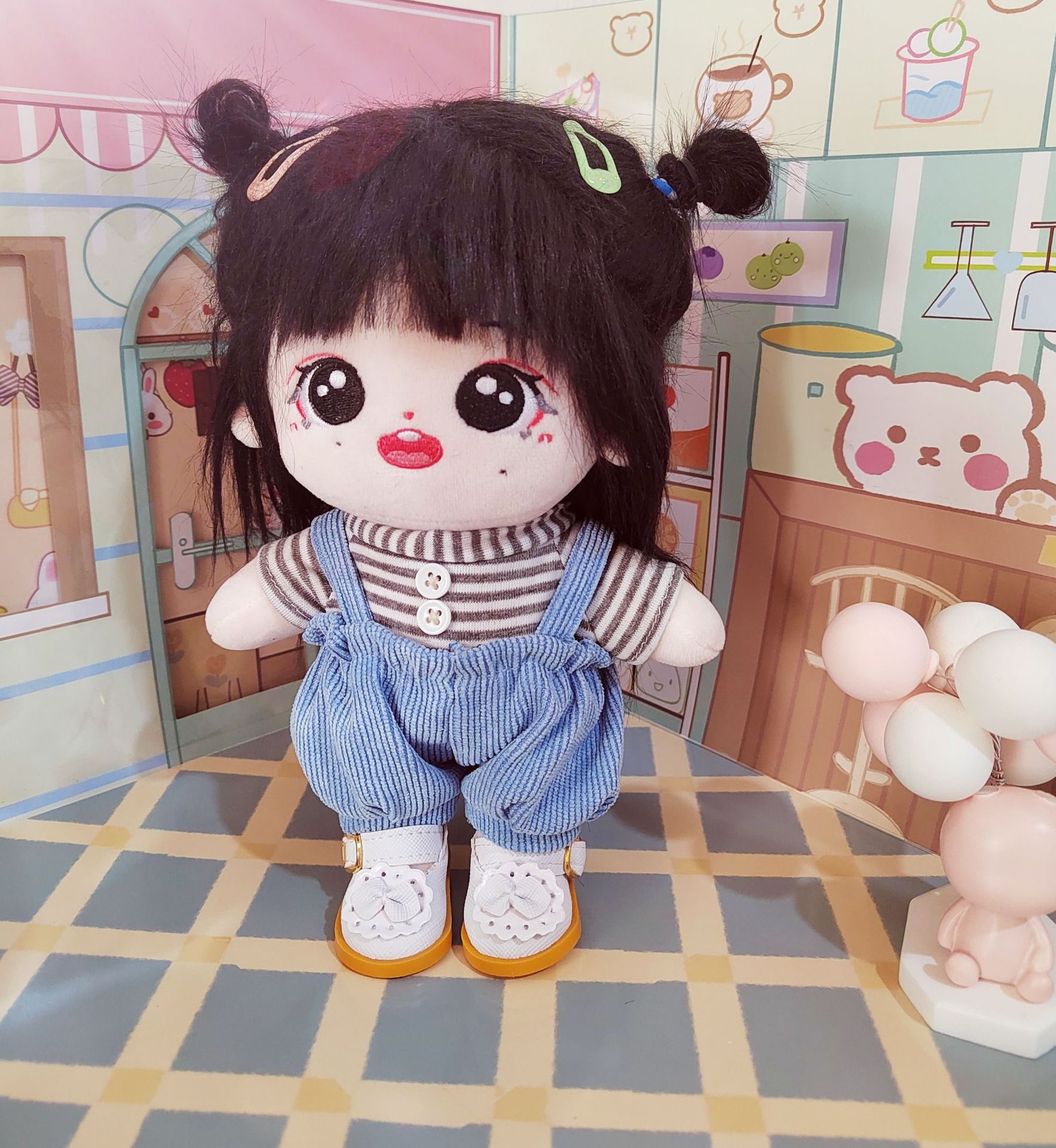 20cm娃衣棉花娃娃服饰无属性玩偶换装衣服背带裤t恤两件套