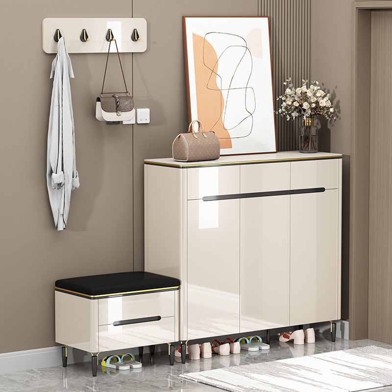 轻奢烤漆鞋柜带换鞋凳坐凳一体门口家用大容量储物柜入户门玄关柜