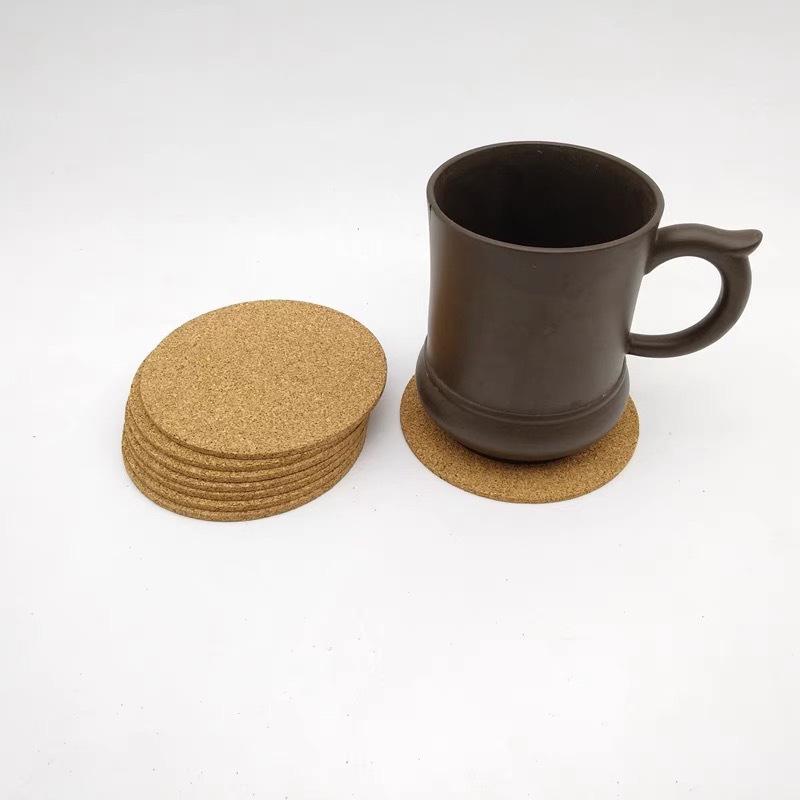跨境简约diy咖啡杯垫可印logo隔热软木垫圆形软木杯垫茶杯垫加厚
