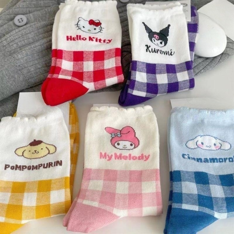 Sanrio Socks Women's Mid Tube Stockings Korean Cute Cartoon Hello Kitty Melody Cinnamoroll Babycinnamoroll Clow M Stockings