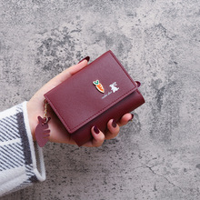 厂家批发韩版女学生小钱包短款钱包女三折可爱迷你零钱包两用卡包