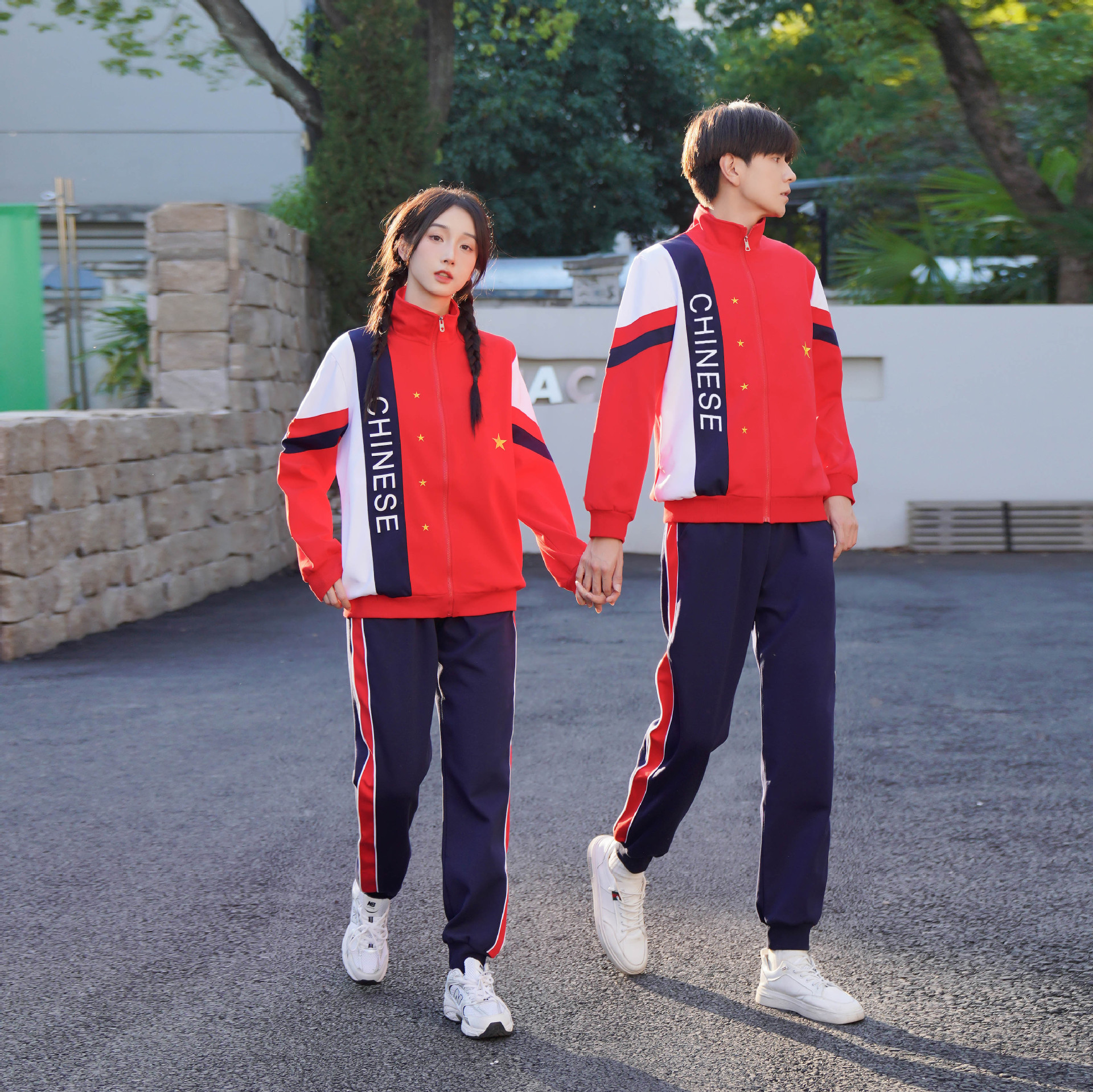 2023春夏情侣班服2023春季校服运动会初高中生校服红色运动套装