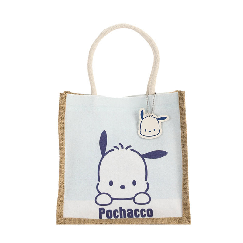 Sanrio Cartoon Pacha Dog Sack Vintage Gunnysack Printed Logo Shopping Gift Linen Handbag