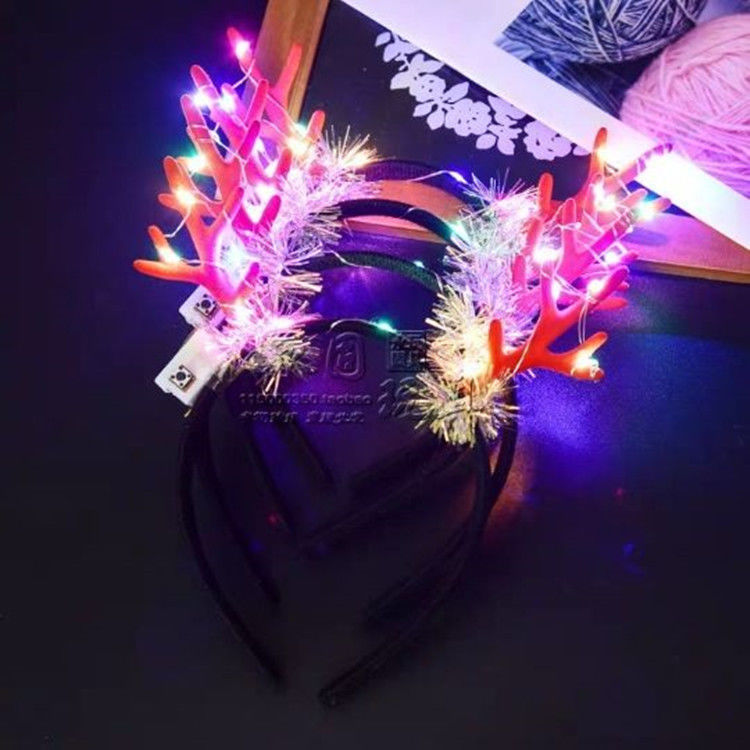 Glowing Cat Ear Headband Flash Garland Headdress Rabbit Ears Headband Wechat Scan Code Gift Night Market Stall Supply