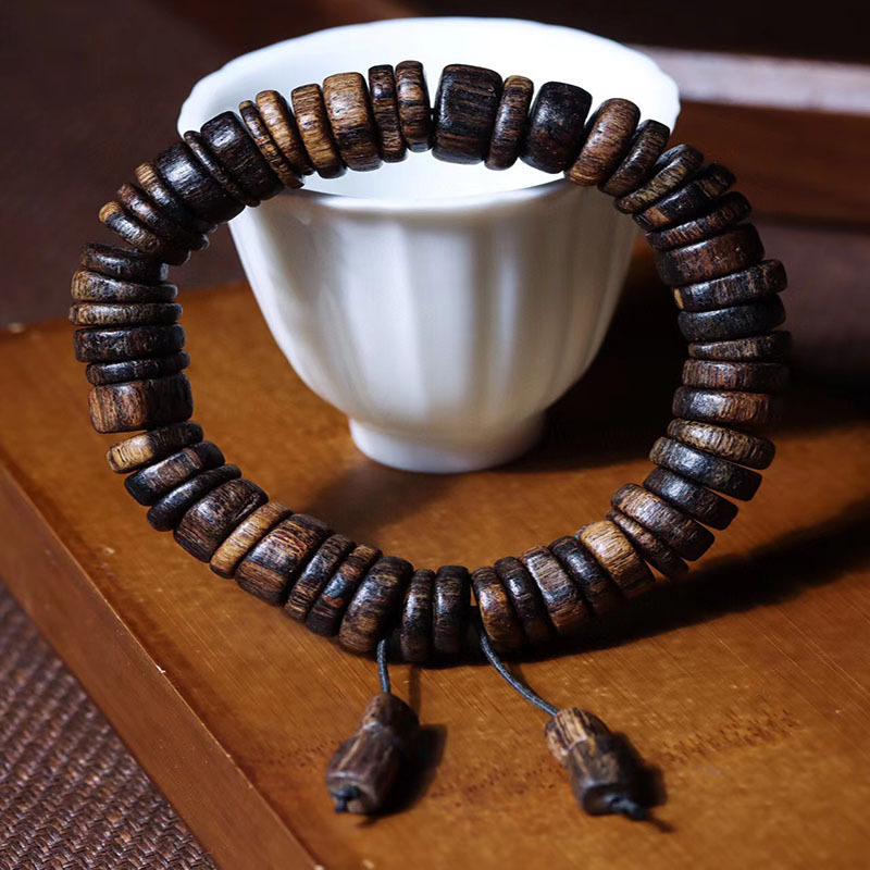 印尼达拉干沉香随形手链野生老料沉香随形桶珠把玩佛珠文玩情侣款