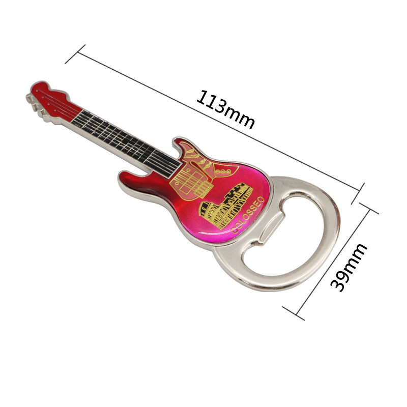 Guitar-Shaped Refridgerator Magnets Wine Opener Creative Refrigerator Decorative Cultural and Creative Travel Commemorative Bottle Opener Keychain Pendant