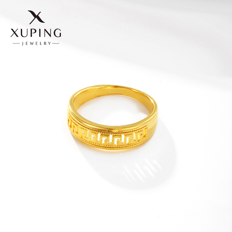 Xuping Jewelry Flash Sand Glossy Great Wall Pattern Ring Men‘s Affordable Luxury Fashion Advanced Sense Vintage Ring Simple Jewelry