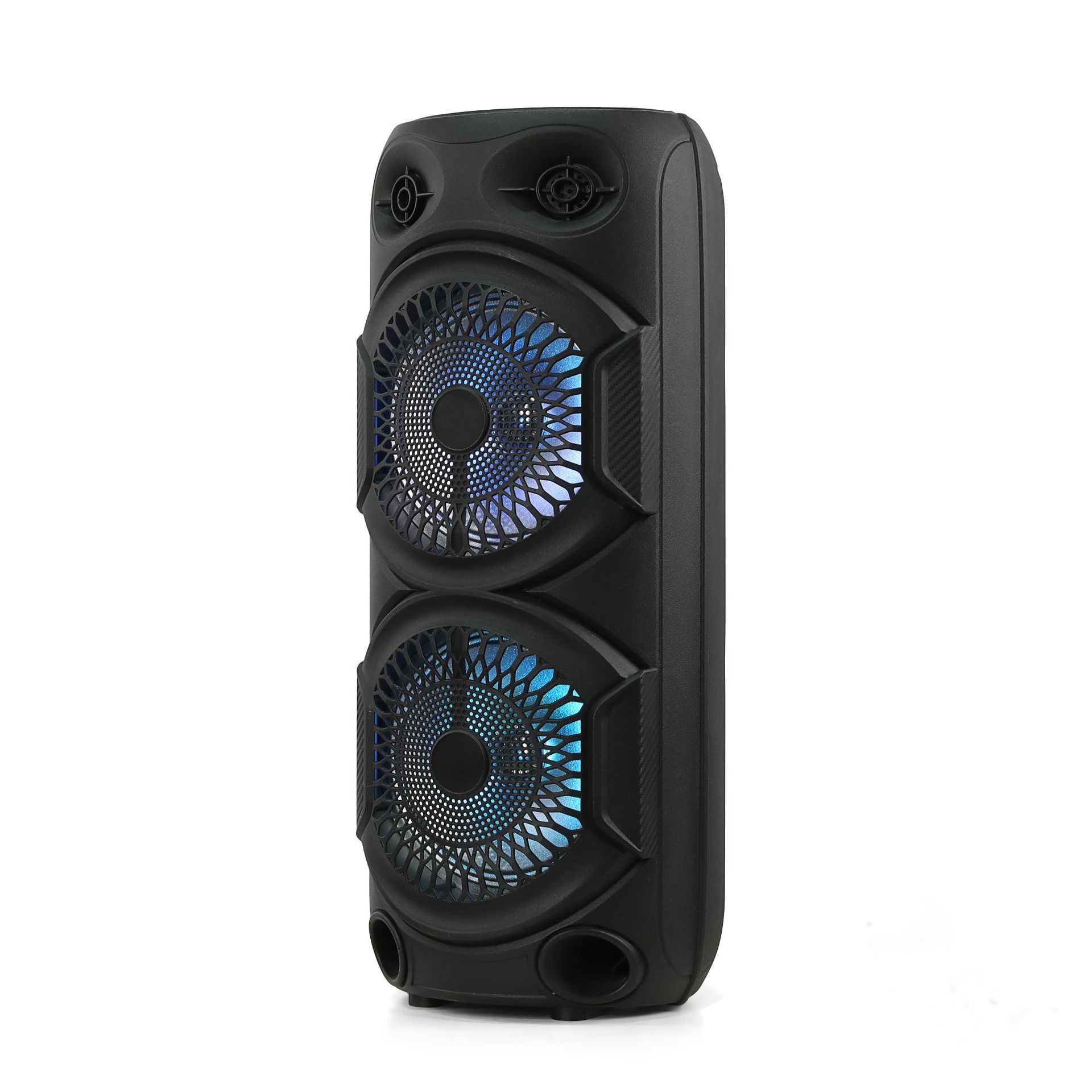 电瓶箱厂家双8寸喇叭蓝牙音箱带闪灯麦克风户外便携式拉杆音响