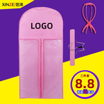 无纺布假发包装袋PVC可视拉链防尘罩一件代发外贸粉色假发袋现货