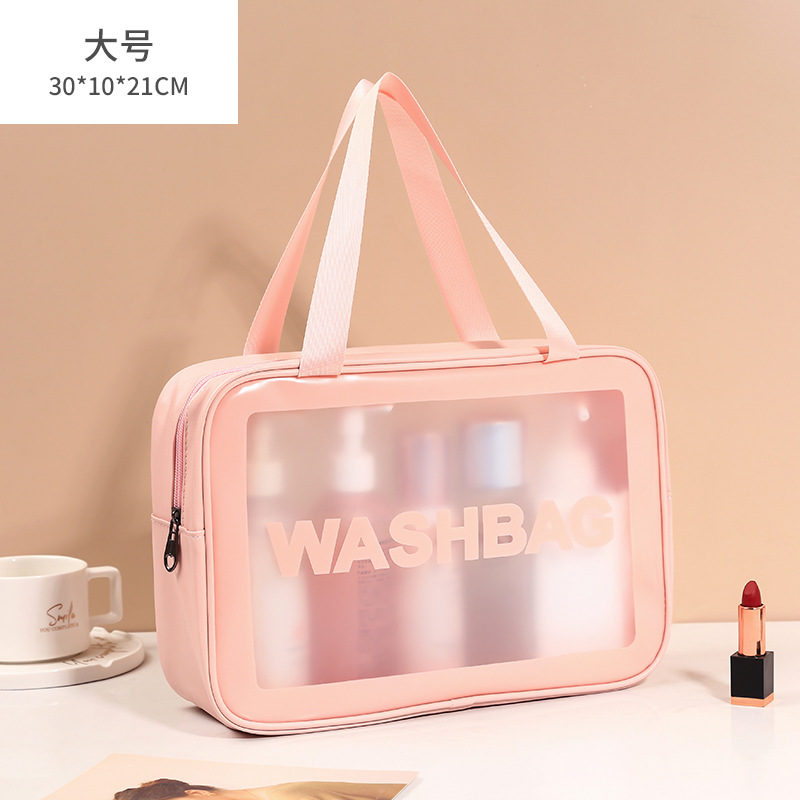 Pu Transparent Three-Piece Set Makeup Wash Bag Large Capacity Pvc Bath Bag Translucent Frosted Portable Storage Bag for Women