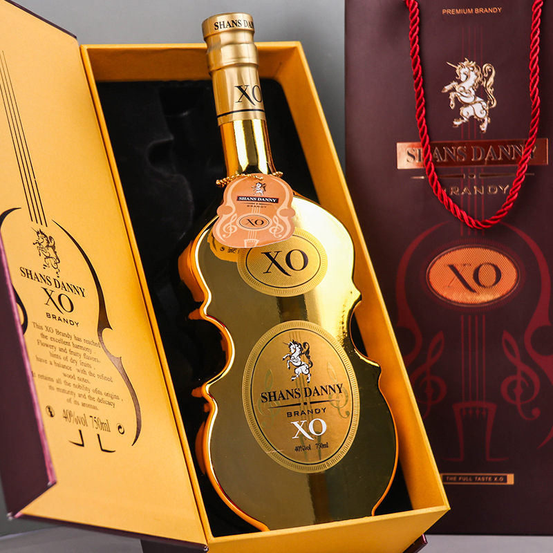 礼盒装法国进口洋酒镀金瓶小提琴xo白兰地葡萄酒厂家批发红酒代发