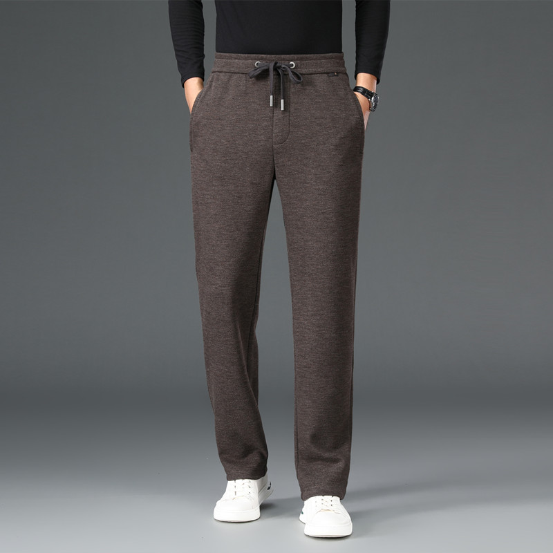 高端羊毛男裤男士休闲裤直筒爸爸运动裤宽松毛呢裤子男中年ps0100