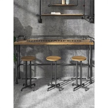 工业风实木吧台桌商用靠墙酒吧奶茶店桌椅组合家用高脚长条窄桌子