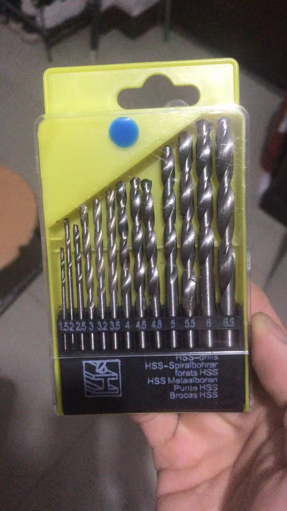 特价hss直柄麻花钻13pc-19pc电钻头镀钛木铝铁19件套装1-10mm钻花