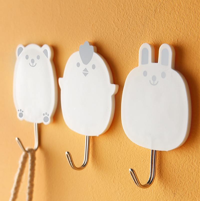 墙壁免打孔粘钩 创意可爱卡通承重挂钩浴室防水壁挂钩子2个装