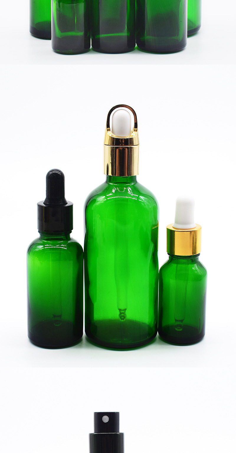 绿色精油瓶15ml化妆品分装瓶实验瓶包装调配玻璃瓶防漏内塞瓶现货