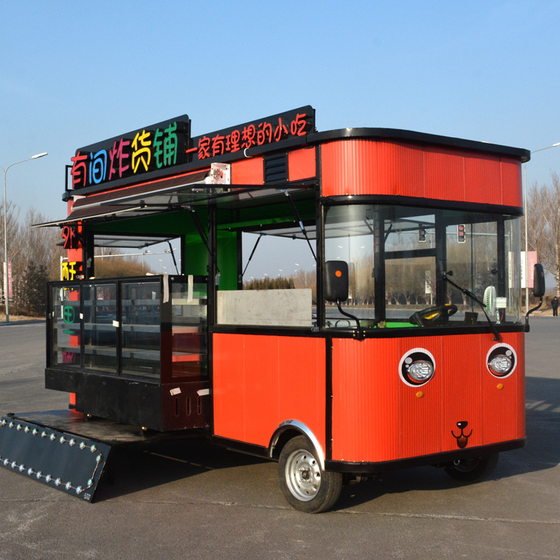 东北沈阳多功能电动餐车四轮移动小吃车炸货铺流动框架结构简约现