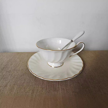 欧式陶瓷咖啡杯套装 描金骨瓷咖啡杯 简约下午茶杯碟英式红茶杯
