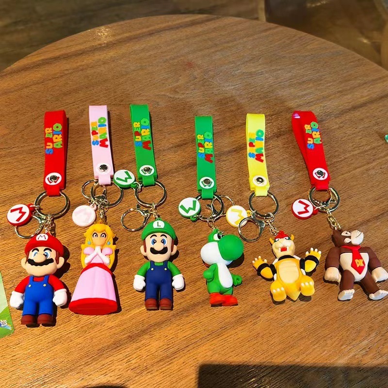 Vitality Mario Keychain Doll Pendant Car Key Ring Bag Accessories Key Chain Chivalry Gift Wholesale