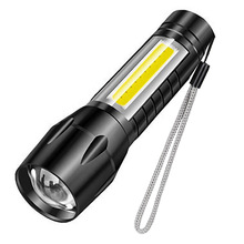 跨境热销COB强光手电筒 便携式USB充电LED灯迷你手电伸缩可印logo