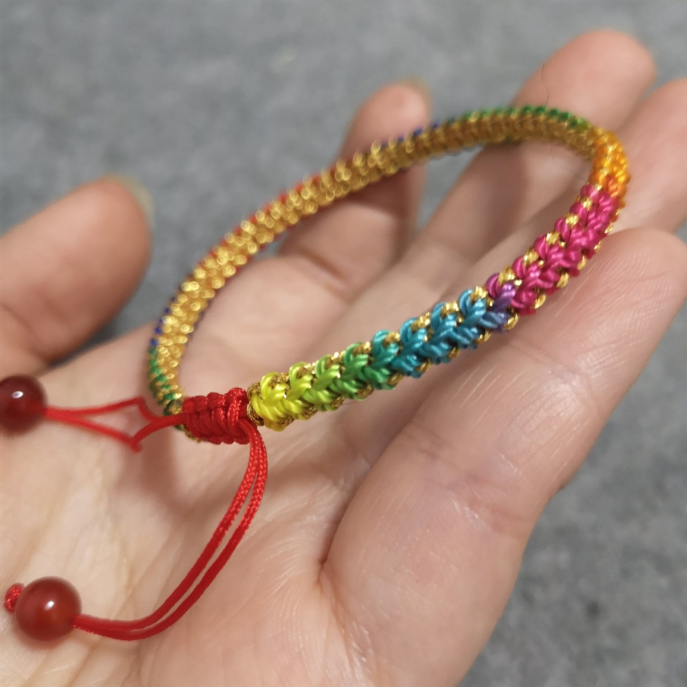 端午彩绳彩虹编织手镯手绳可调节新款直播成品批发