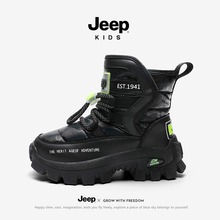 Jeep儿童雪地靴冬季2023新款加绒加厚大棉棉鞋宝宝靴子男童毛毛鞋