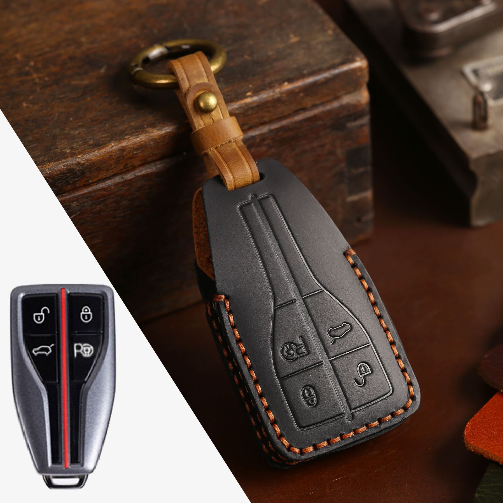 车钥匙套适用于红旗h9新款e-hs9真皮hs7专用h7汽车钥匙包可代发