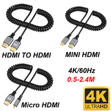 hdmi2.0 4K高清线Mini Micro HDMI转HDMI公对公弹簧伸缩线