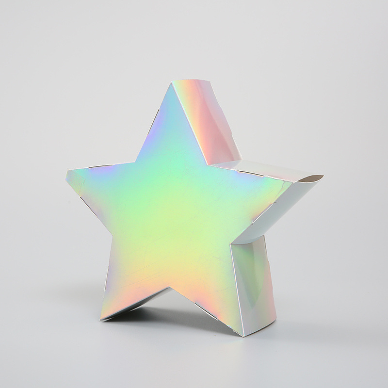 厂家定 制五彩五角星装饰品盒子玩具镭射包装盒糖果纸盒节日礼盒