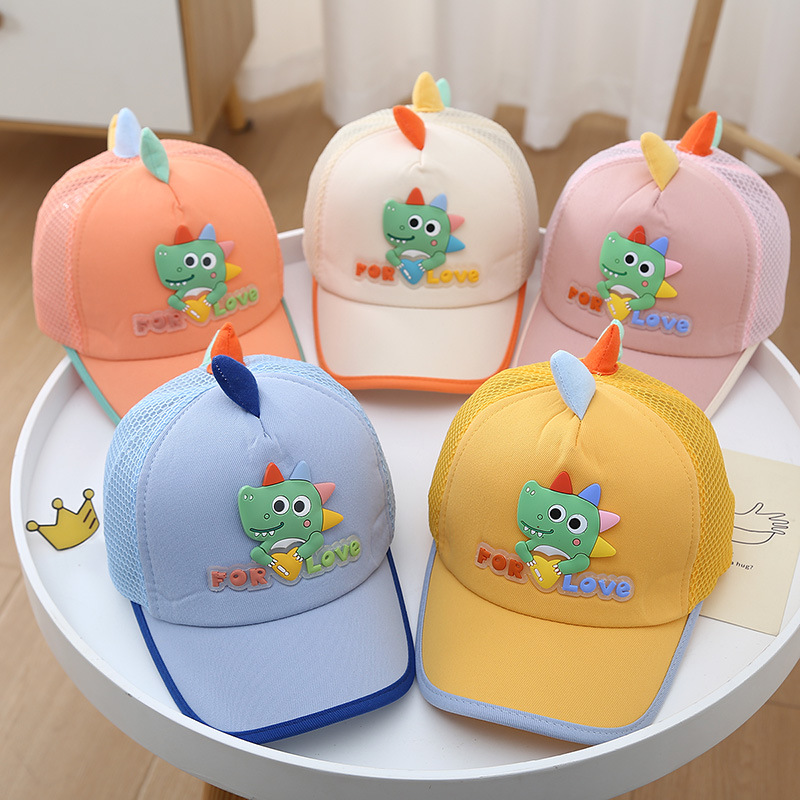 children‘s sun hat summer boys mesh cap thin outdoor sun hat cartoon dinosaur sun hat peaked baseball cap