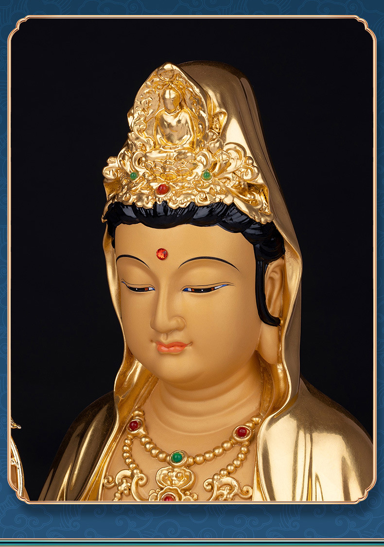 铜佛像坐莲娑婆三圣神像观音佛像家用供奉阿弥陀佛摆件地藏王菩萨