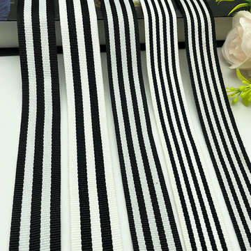 现货黑白间色条纹织带涤纶平纹间色织带提花侧边织带挂带服装辅料